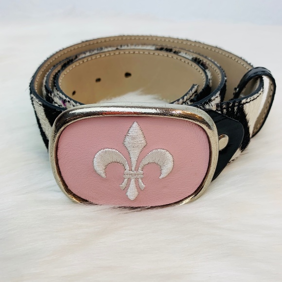 Roberta Gandolfi Accessories - Roberta Gandolfi Belt Leather Zebra Pink Buckle Italy Large